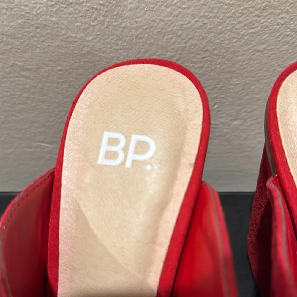 bp Red Suede Mules with Block Heel NWOT - Picture 2 of 6